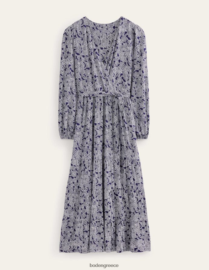 μπλε πρωσίας & μπουμπούκι paisley είδη ένδυσης πολυεπίπεδο wrap maxi φόρεμα Boden γυναίκες 464PH81009