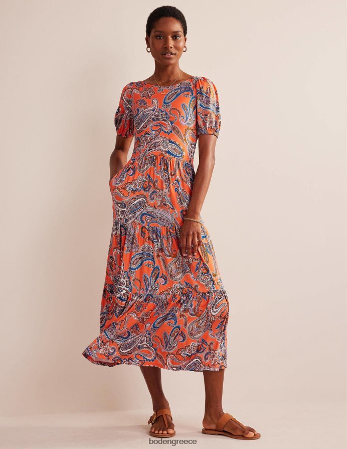 ζελέ πορτοκαλιού & paradise pop είδη ένδυσης μάξι φόρεμα ζέρσεϊ με κόψιμο πίσω Boden γυναίκες 464PH81