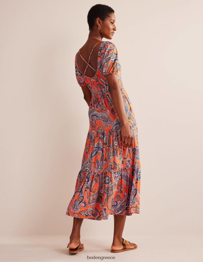 ζελέ πορτοκαλιού & paradise pop είδη ένδυσης μάξι φόρεμα ζέρσεϊ με κόψιμο πίσω Boden γυναίκες 464PH81