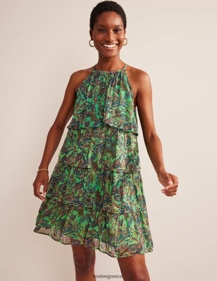 φιστίκι πάγος & paradise pop είδη ένδυσης φόρεμα με λαιμόκοψη σε επίπεδα Boden γυναίκες 464PH8572