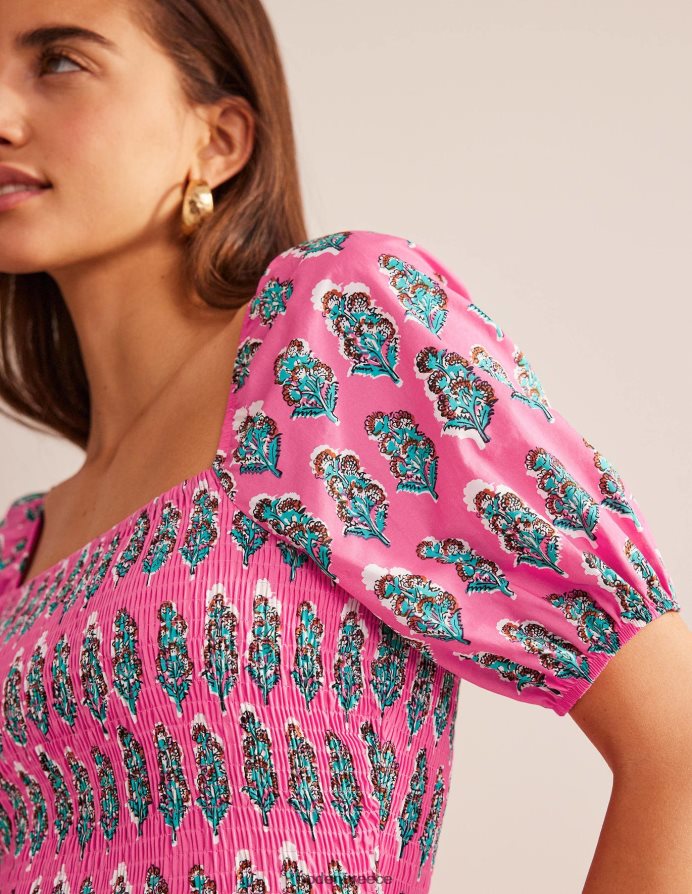 φεστιβάλ pink & artisan bloom είδη ένδυσης μάξι φόρεμα με smocked μπούστο Boden γυναίκες 464PH8578
