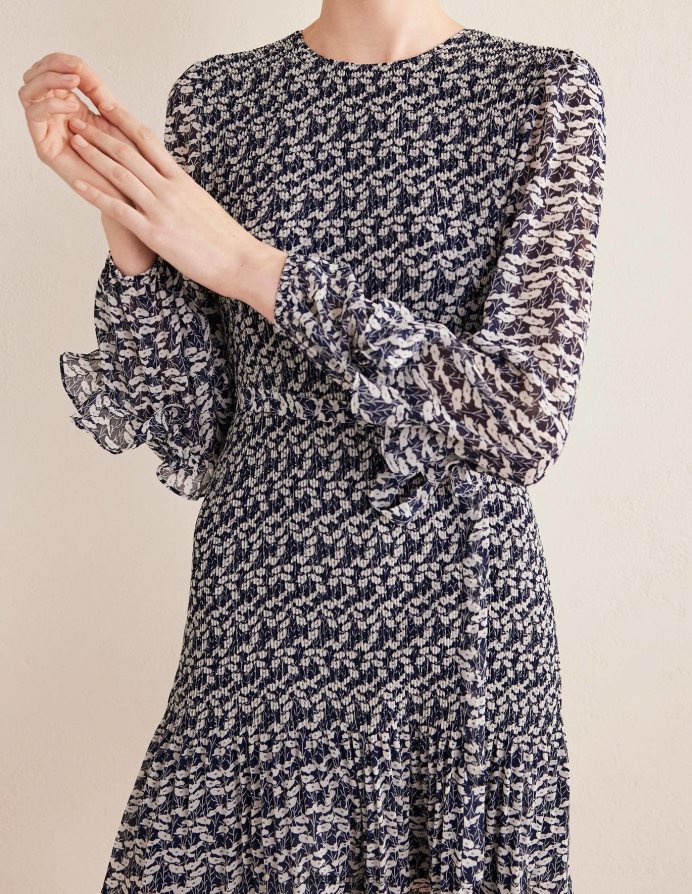 γαλλικό ναυτικό και αμπέλι παπαρούνας είδη ένδυσης Μίνι φόρεμα plisse Boden γυναίκες 464PH82544