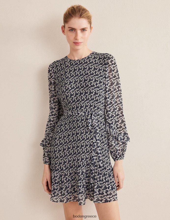 γαλλικό ναυτικό και αμπέλι παπαρούνας είδη ένδυσης Μίνι φόρεμα plisse Boden γυναίκες 464PH82544