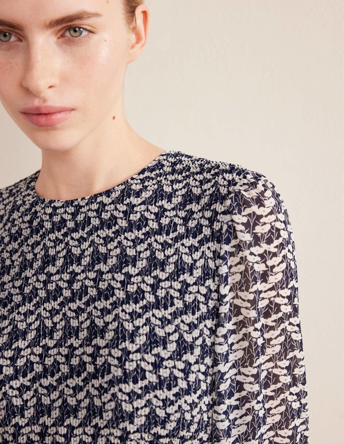 γαλλικό ναυτικό και αμπέλι παπαρούνας είδη ένδυσης Μίνι φόρεμα plisse Boden γυναίκες 464PH82544