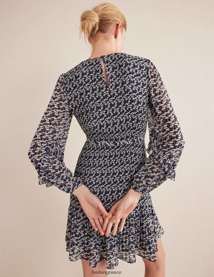 γαλλικό ναυτικό και αμπέλι παπαρούνας είδη ένδυσης Μίνι φόρεμα plisse Boden γυναίκες 464PH82544