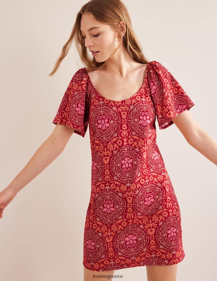 poinsettia & εξωτικό πλακάκι είδη ένδυσης Μίνι φόρεμα με λαιμόκοψη Boden γυναίκες 464PH81119