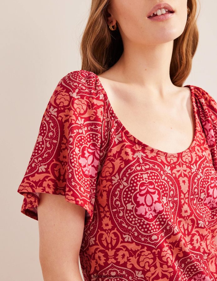 poinsettia & εξωτικό πλακάκι είδη ένδυσης Μίνι φόρεμα με λαιμόκοψη Boden γυναίκες 464PH81119