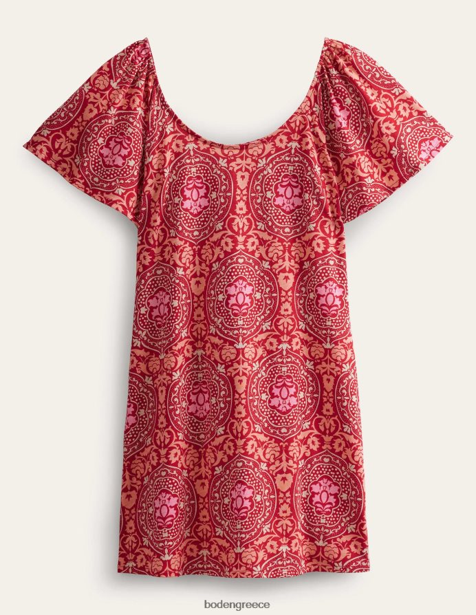 poinsettia & εξωτικό πλακάκι είδη ένδυσης Μίνι φόρεμα με λαιμόκοψη Boden γυναίκες 464PH81119