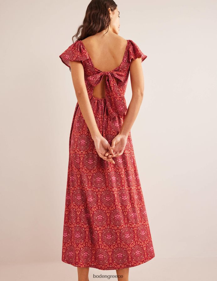 poinsettia & εξωτικό πλακάκι είδη ένδυσης μάξι φόρεμα ζέρσεϊ με γραβάτα Boden γυναίκες 464PH81168