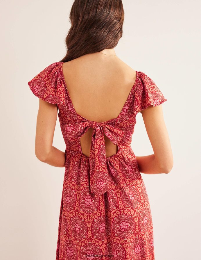 poinsettia & εξωτικό πλακάκι είδη ένδυσης μάξι φόρεμα ζέρσεϊ με γραβάτα Boden γυναίκες 464PH81168