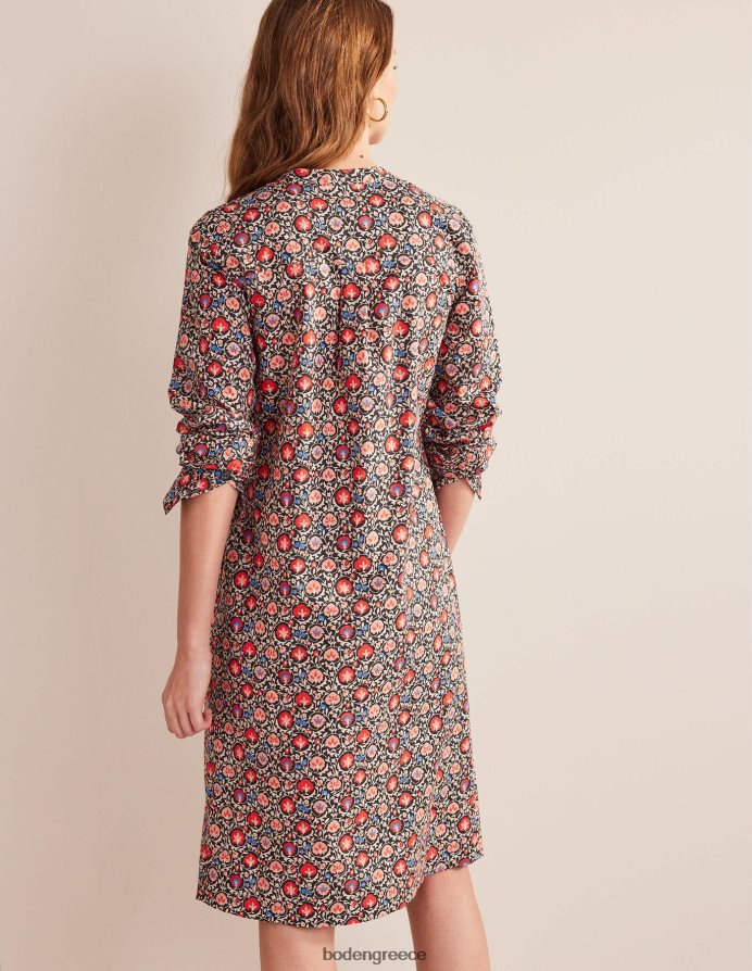 poinsettia & μαγευτική άνθιση είδη ένδυσης μίντι πουκάμισο φόρεμα χωρίς γιακά Boden γυναίκες 464PH870