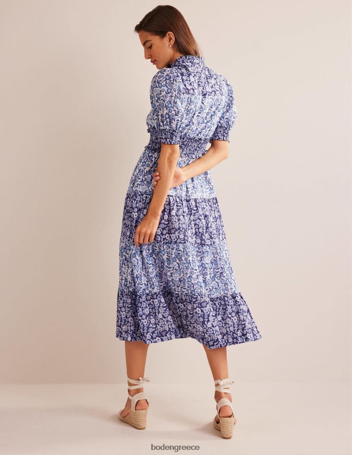 πορσελάνινο άνθος πανσάκι είδη ένδυσης remix βαμβακερό maxi φόρεμα Boden γυναίκες 464PH892