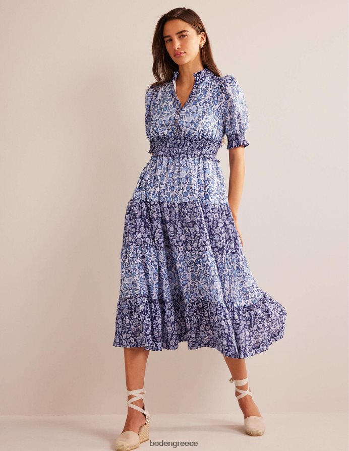 πορσελάνινο άνθος πανσάκι είδη ένδυσης remix βαμβακερό maxi φόρεμα Boden γυναίκες 464PH892