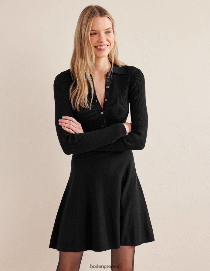 μαύρος είδη ένδυσης λεπτομέρεια rib πλεκτό μίνι φόρεμα Boden γυναίκες 464PH81299