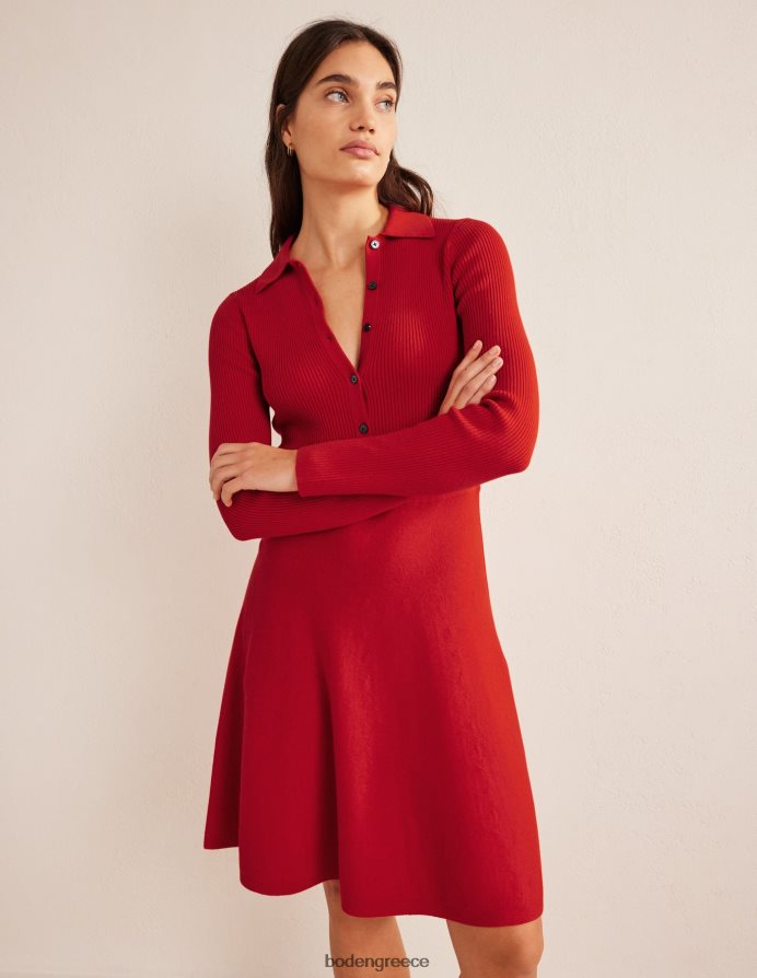 κολονοκούτι κόκκινο είδη ένδυσης λεπτομέρεια rib πλεκτό μίνι φόρεμα Boden γυναίκες 464PH81395