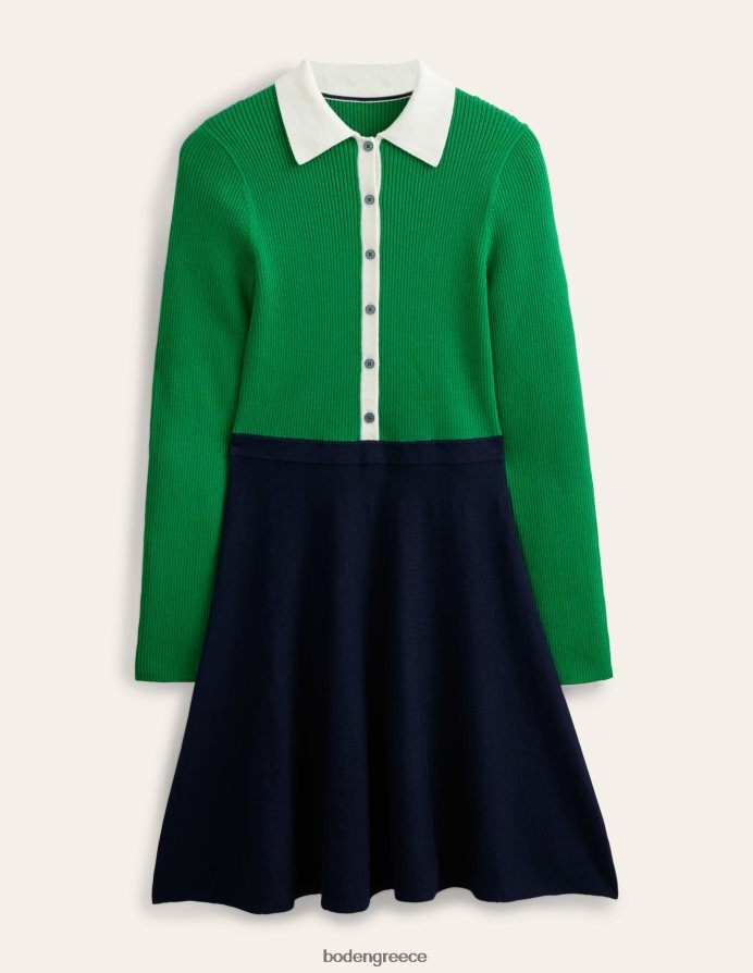 πράσινο & ναυτικό μπλοκ χρώματος είδη ένδυσης λεπτομέρεια rib πλεκτό μίνι φόρεμα Boden γυναίκες 464PH82454