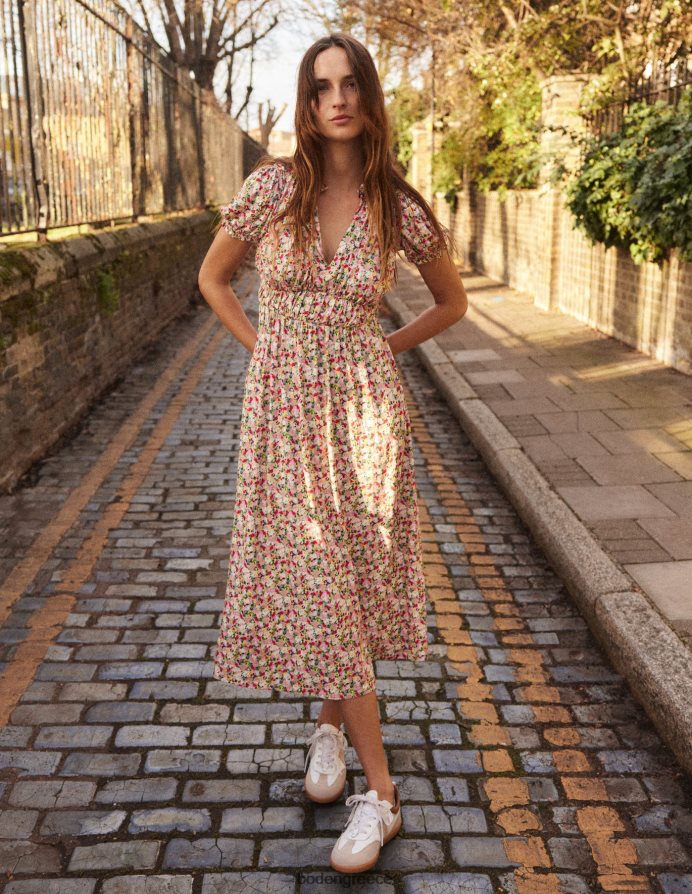 λουλουδάκι πολλαπλών & ζωγραφικής είδη ένδυσης μίντι φόρεμα τσαγιού με ruched ζέρσεϊ Boden γυναίκες 464PH8982