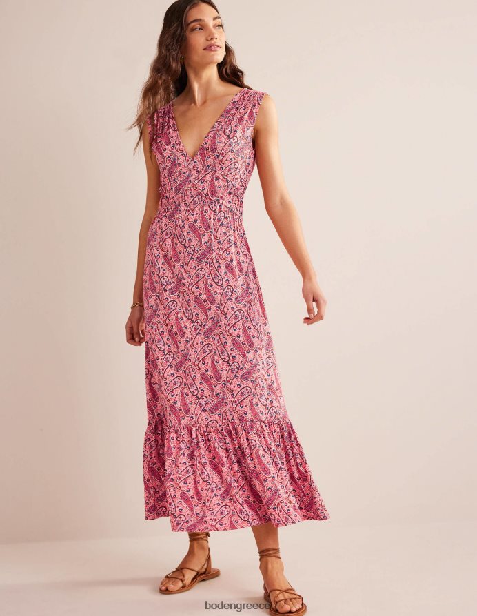 ροζ sherbet & paisley bloom είδη ένδυσης τζέρσεϊ μάξι φόρεμα Boden γυναίκες 464PH82257