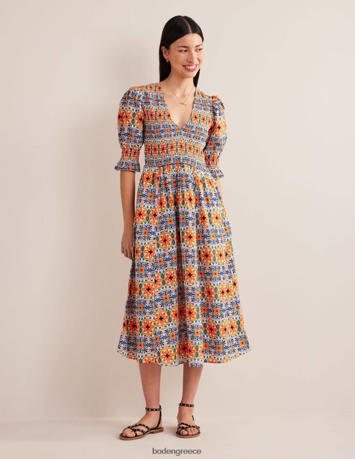 λωρίδα πολλαπλών & ταπισερί είδη ένδυσης μίντι φόρεμα με smocked μπούστο Boden γυναίκες 464PH82237