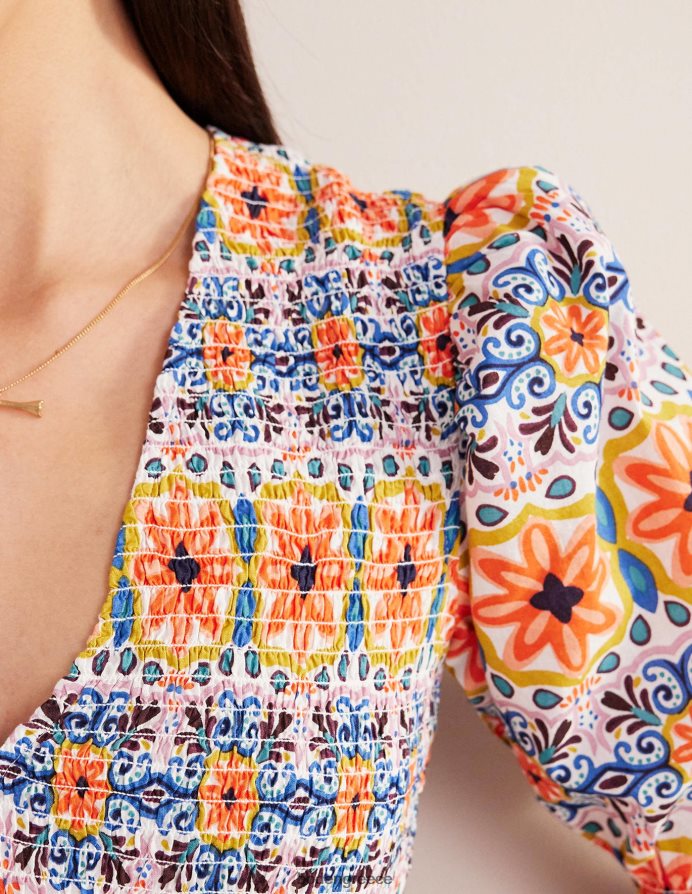 λωρίδα πολλαπλών & ταπισερί είδη ένδυσης μίντι φόρεμα με smocked μπούστο Boden γυναίκες 464PH82237