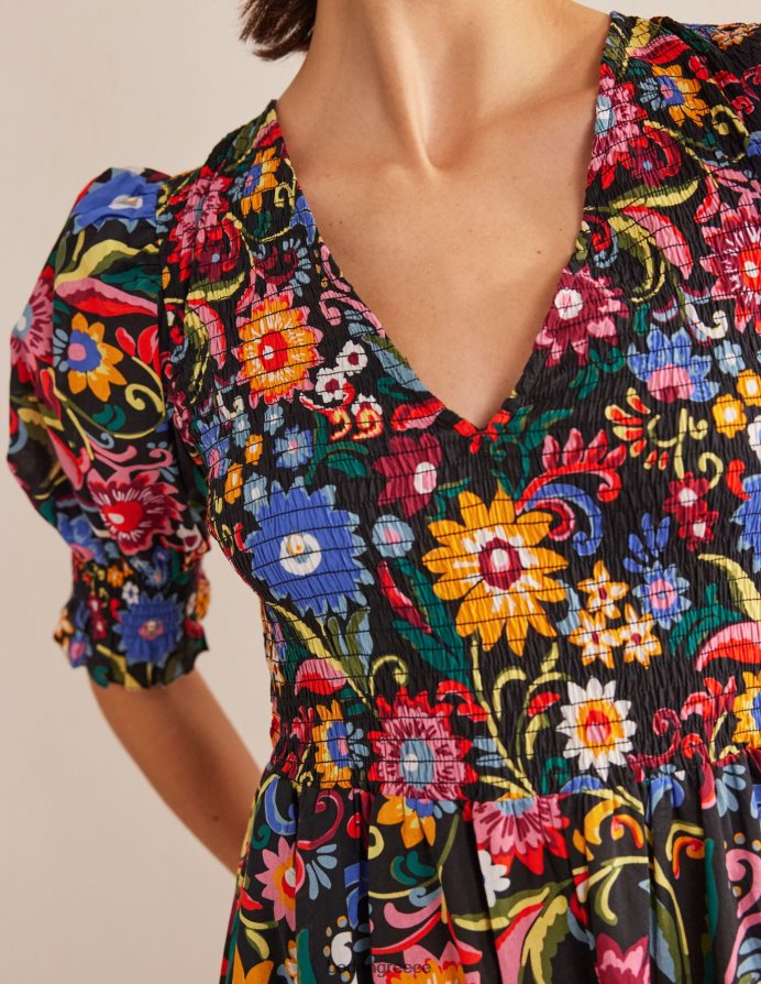 μαύρο & γαρδένια ποπ είδη ένδυσης μίντι φόρεμα με smocked μπούστο Boden γυναίκες 464PH82388