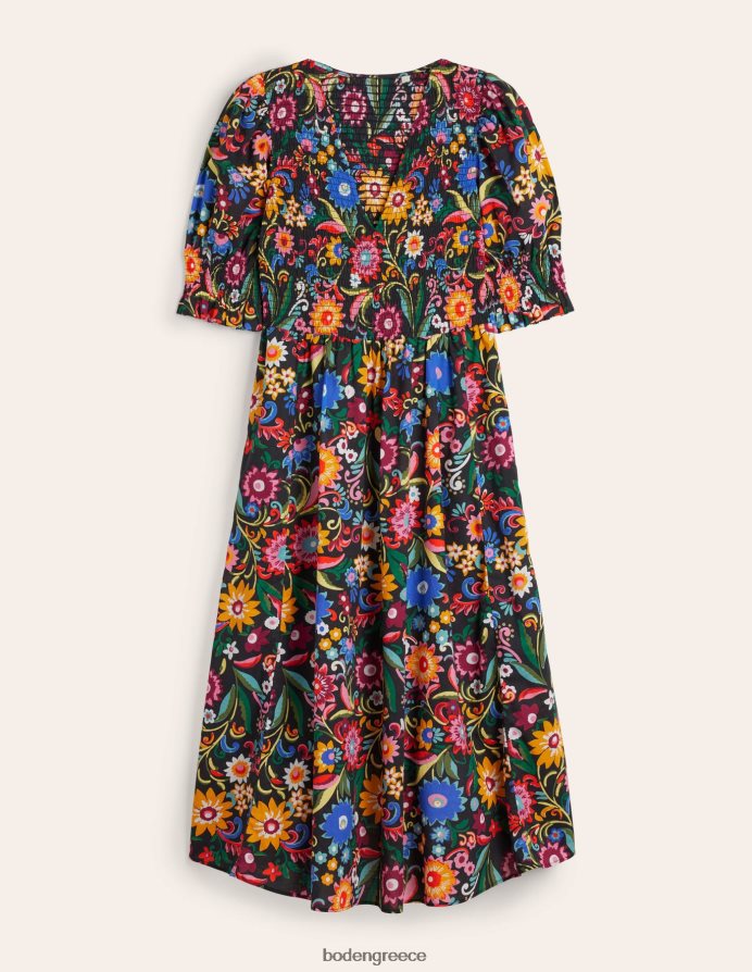 μαύρο & γαρδένια ποπ είδη ένδυσης μίντι φόρεμα με smocked μπούστο Boden γυναίκες 464PH82388