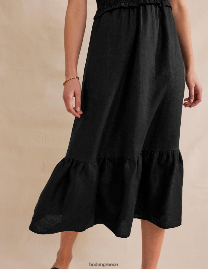 μαύρος είδη ένδυσης μίντι φόρεμα smocked λινό Boden γυναίκες 464PH876