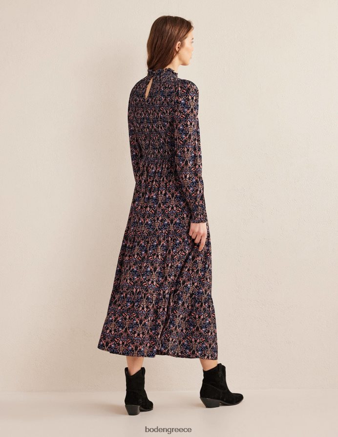 μαύρο & εξωτικό φύλλωμα είδη ένδυσης μίντι φόρεμα με smocked επίπεδα Boden γυναίκες 464PH8987