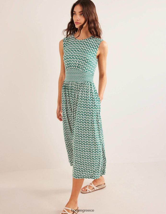 μπουκάλι πράσινο & tulip pop είδη ένδυσης μίντι φόρεμα ζέρσεϊ με λεπτομέρεια στη μέση Boden γυναίκες 464PH82175