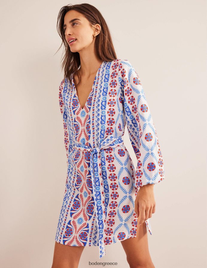 λιβάδι πηγή & πλούσια ρίγα είδη ένδυσης v-neck δέσιμο μέσης μίνι καφτάνι Boden γυναίκες 464PH81139