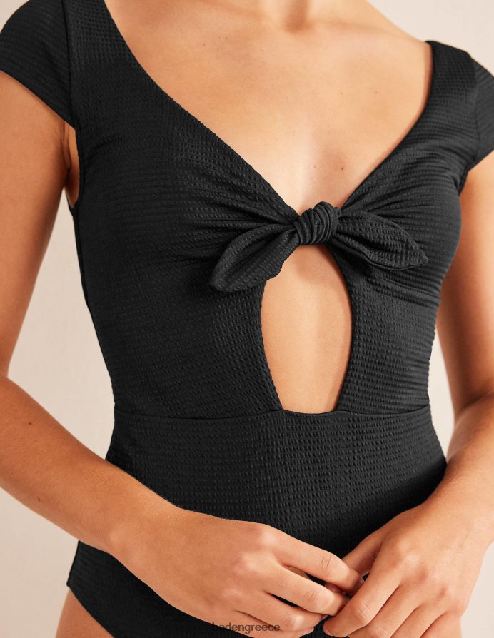 μαύρη υφή μαντάτα είδη ένδυσης μαγιό καπάκι μανίκι γραβάτα Boden γυναίκες 464PH81065