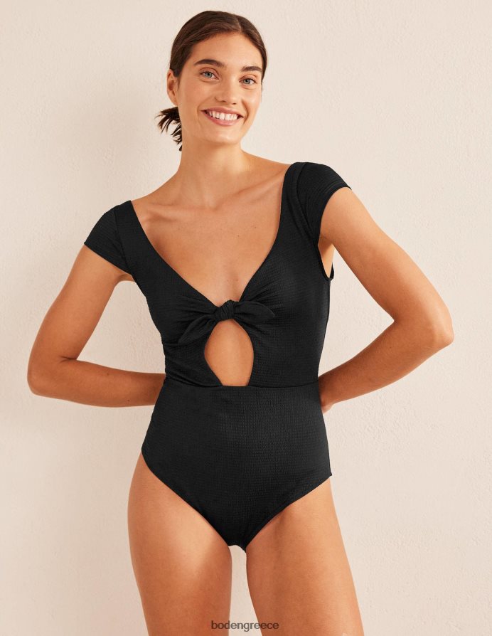 μαύρη υφή μαντάτα είδη ένδυσης μαγιό καπάκι μανίκι γραβάτα Boden γυναίκες 464PH81065