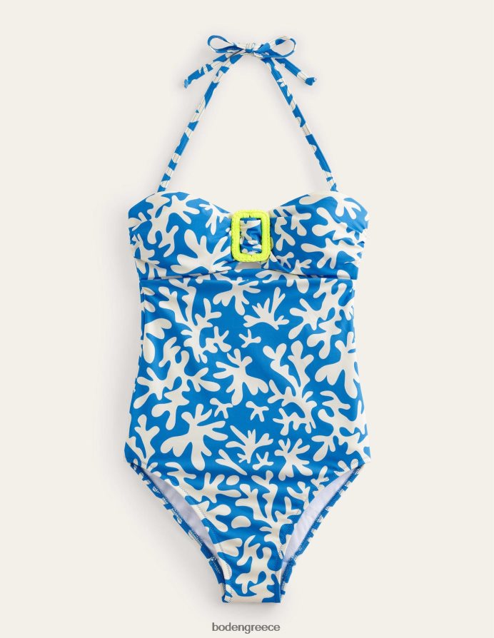 μπλε & αφηρημένο φύλλωμα είδη ένδυσης μαγιό μπαντό με πόρπη Boden γυναίκες 464PH81794