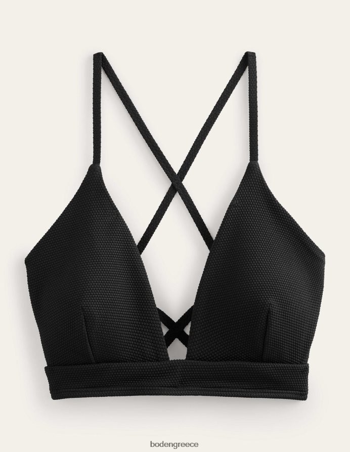 μαύρη & κηρήθρα υφή είδη ένδυσης Τοπ μπικίνι με λαιμόκοψη χιαστί πίσω Boden γυναίκες 464PH81951