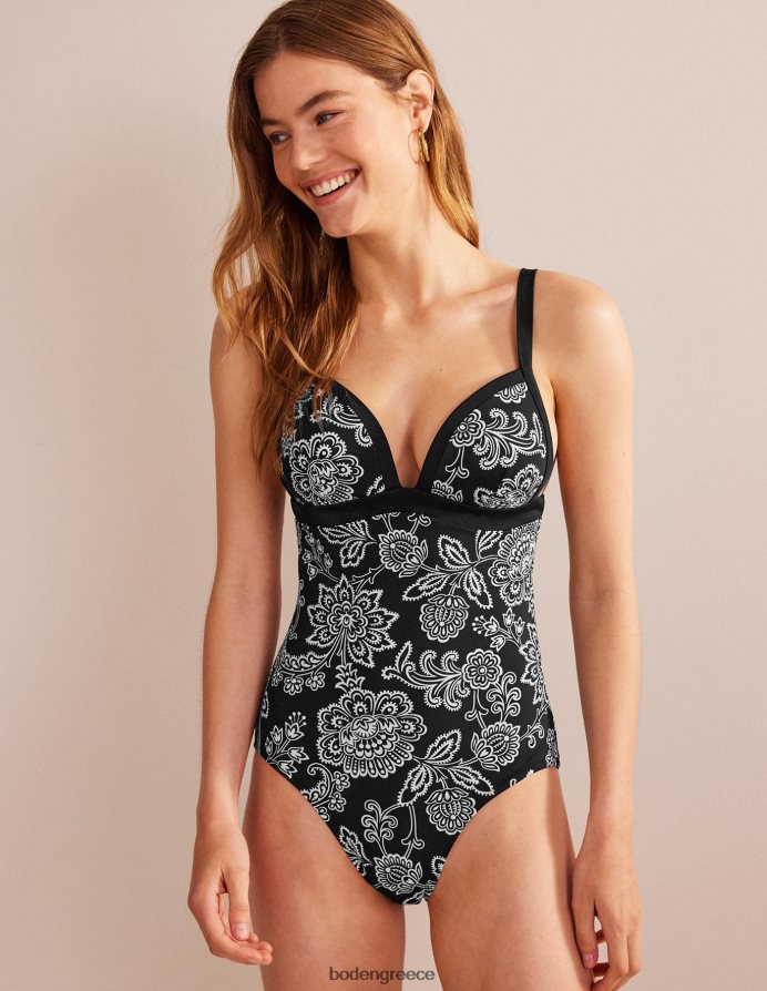 ασπρόμαυρο λουλουδάτο είδη ένδυσης μαγιό με τρίγωνη επένδυση Boden γυναίκες 464PH8217