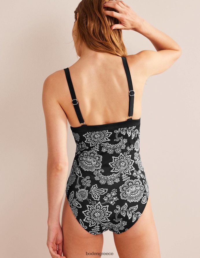 ασπρόμαυρο λουλουδάτο είδη ένδυσης μαγιό με τρίγωνη επένδυση Boden γυναίκες 464PH8217
