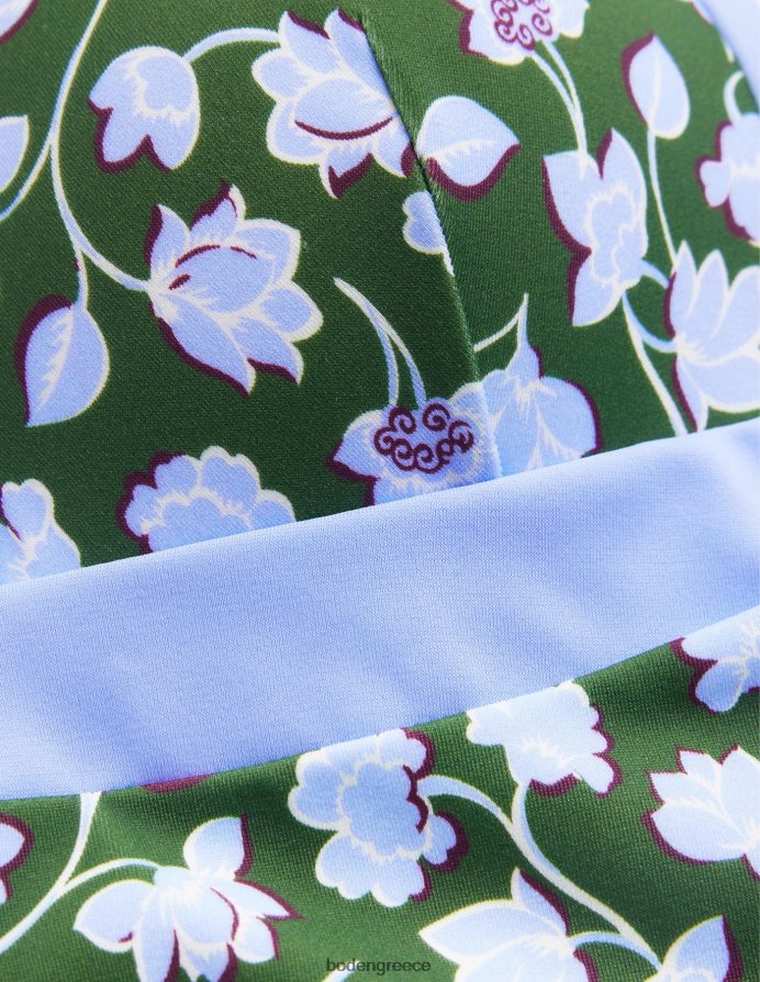 χειμωνιάτικο πράσινο & μπλε λουλουδάτο είδη ένδυσης μαγιό με τρίγωνη επένδυση Boden γυναίκες 464PH8221