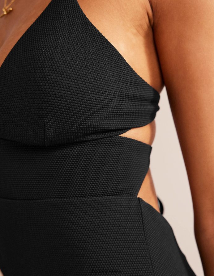 μαύρη & κηρήθρα υφή είδη ένδυσης μαγιό με χιαστί πίσω Boden γυναίκες 464PH8241