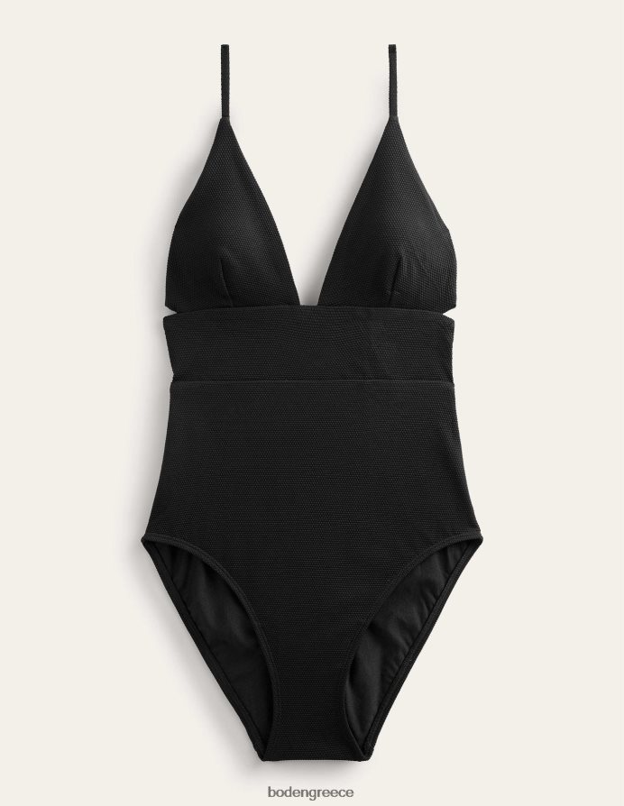 μαύρη & κηρήθρα υφή είδη ένδυσης μαγιό με χιαστί πίσω Boden γυναίκες 464PH8241