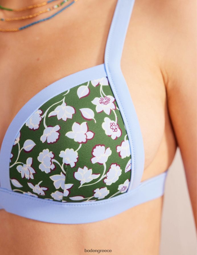χειμωνιάτικο πράσινο & μπλε λουλουδάτο είδη ένδυσης μπικίνι με τρίγωνο πάνελ Boden γυναίκες 464PH8265