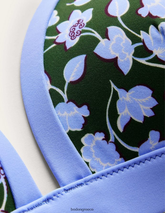 χειμωνιάτικο πράσινο & μπλε λουλουδάτο είδη ένδυσης μπικίνι με τρίγωνο πάνελ Boden γυναίκες 464PH8265