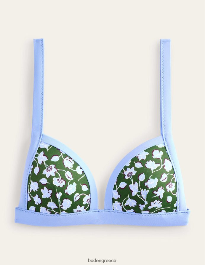 χειμωνιάτικο πράσινο & μπλε λουλουδάτο είδη ένδυσης μπικίνι με τρίγωνο πάνελ Boden γυναίκες 464PH8265
