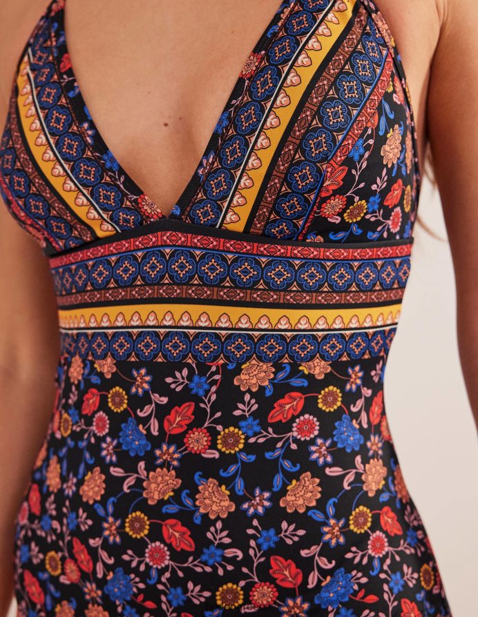 μαύρο & πέταλο λωτού είδη ένδυσης κορδόνι βουτιά μαγιό Boden γυναίκες 464PH8954