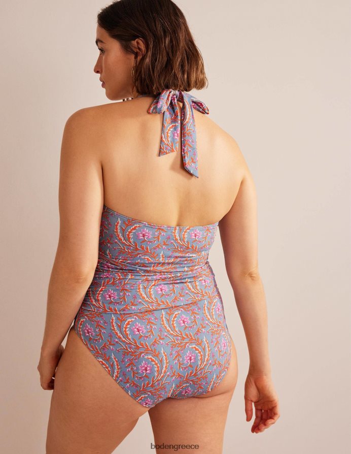 Delph blue & πλούσια κλήμα είδη ένδυσης μαγιό levanzo ruched halter Boden γυναίκες 464PH8926