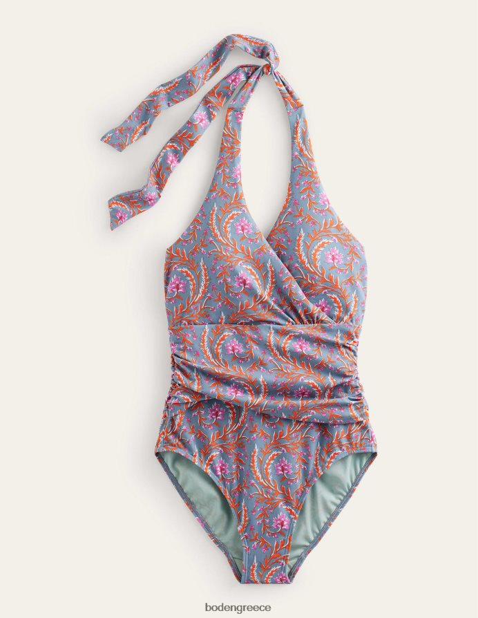 Delph blue & πλούσια κλήμα είδη ένδυσης μαγιό levanzo ruched halter Boden γυναίκες 464PH8926