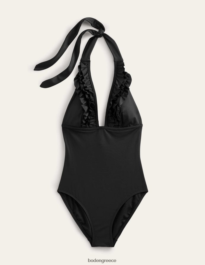 μαύρος είδη ένδυσης βολάν halter μαγιό με λαιμόκοψη Boden γυναίκες 464PH81582