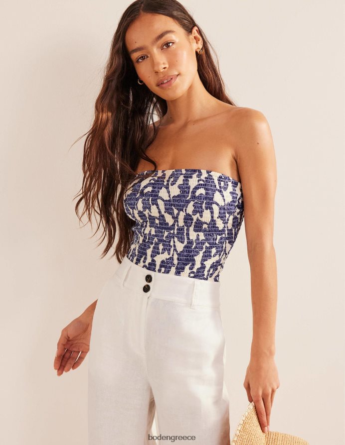 μπλε κορδέλα & paisley δίνη είδη ένδυσης smocked bandeau μαγιό Boden γυναίκες 464PH82505