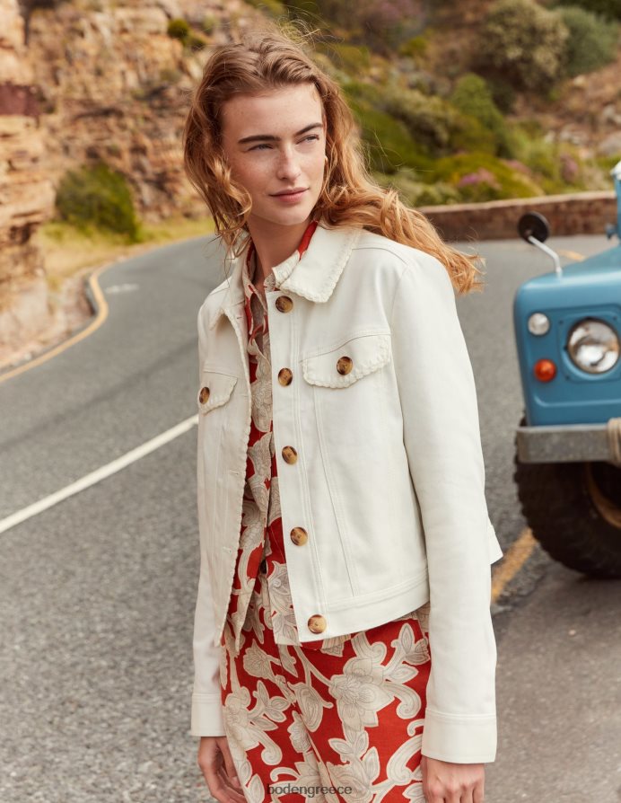 εκρού είδη ένδυσης τζιν μπουφάν με βελονάκι Boden γυναίκες 464PH81765