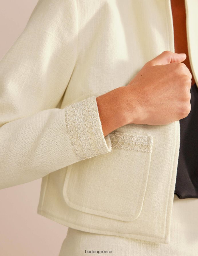 ελεφαντόδοντο είδη ένδυσης cropped βαμβακερό σακάκι Boden γυναίκες 464PH8677