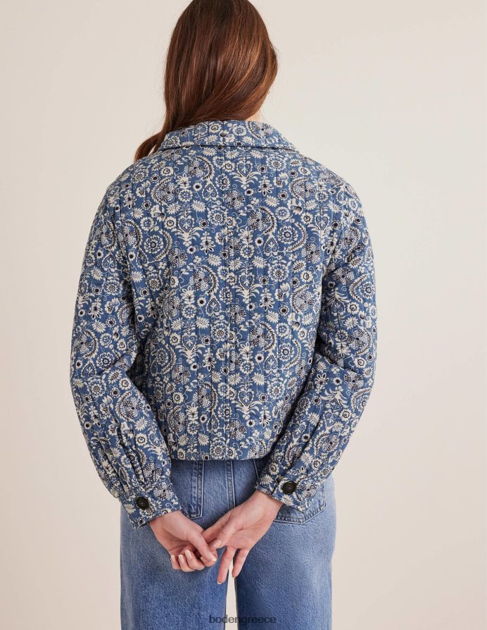 μπλε τύπωμα paisley είδη ένδυσης καπιτονέ εμπριμέ μπουφάν Boden γυναίκες 464PH82589